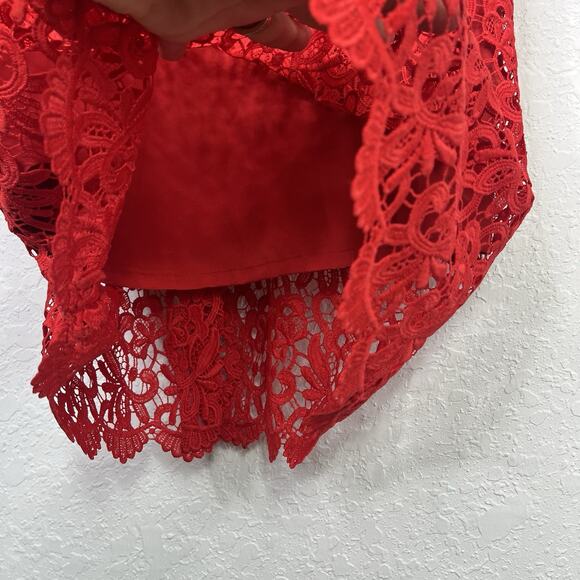 J. Crew Guipure Red Lace Spaghetti Straps Midi Dress Size 6, Holidays, event - Picture 5 of 8